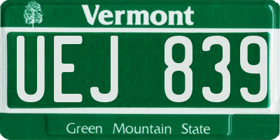 VT license plate UEJ839