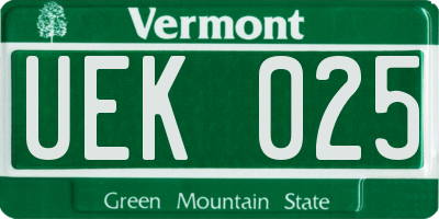 VT license plate UEK025