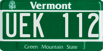 VT license plate UEK112