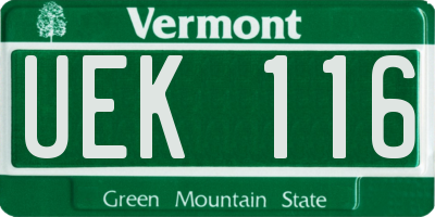 VT license plate UEK116