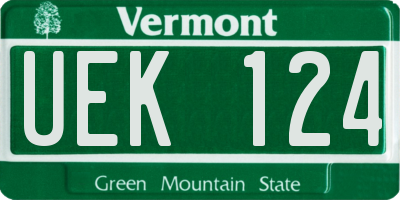 VT license plate UEK124