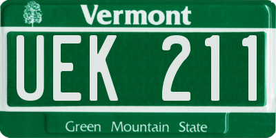 VT license plate UEK211