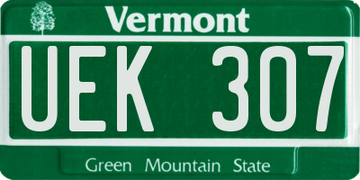 VT license plate UEK307