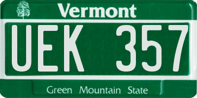 VT license plate UEK357