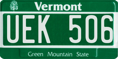 VT license plate UEK506