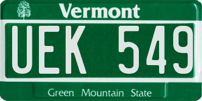 VT license plate UEK549