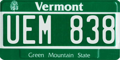 VT license plate UEM838