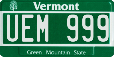 VT license plate UEM999