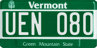 VT license plate UEN080