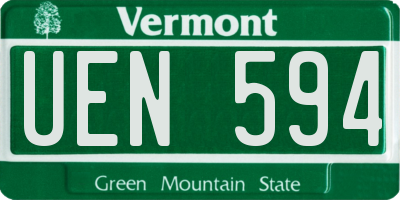 VT license plate UEN594