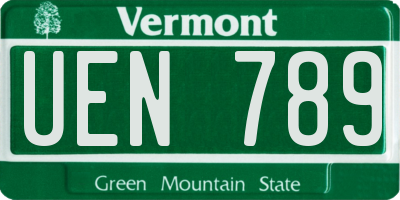 VT license plate UEN789