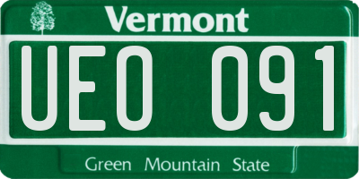 VT license plate UEO091