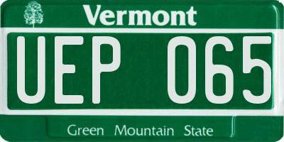 VT license plate UEP065