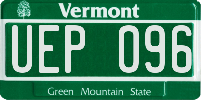 VT license plate UEP096