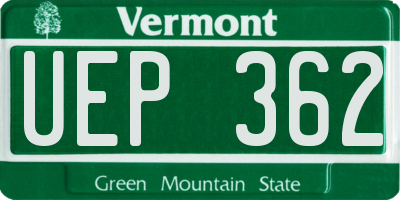 VT license plate UEP362