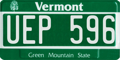 VT license plate UEP596