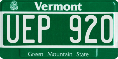 VT license plate UEP920