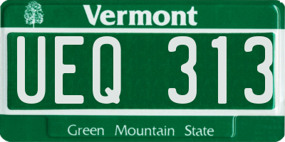 VT license plate UEQ313