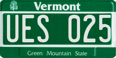 VT license plate UES025