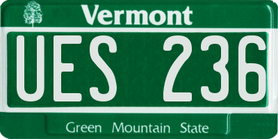 VT license plate UES236