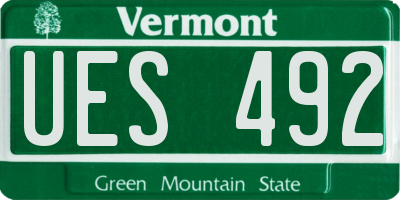 VT license plate UES492
