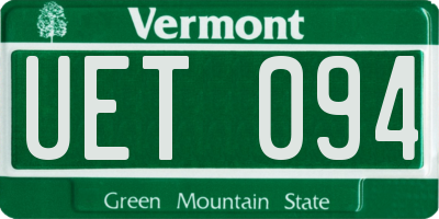 VT license plate UET094