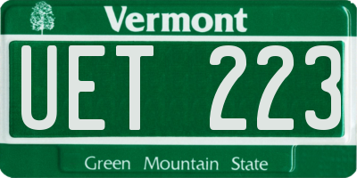 VT license plate UET223