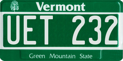 VT license plate UET232