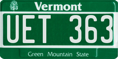 VT license plate UET363