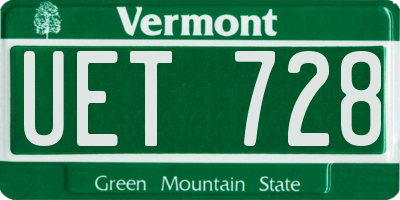 VT license plate UET728