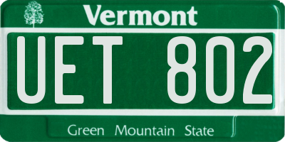 VT license plate UET802