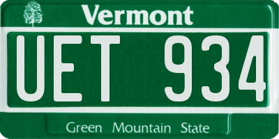 VT license plate UET934