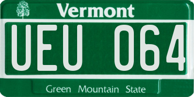 VT license plate UEU064
