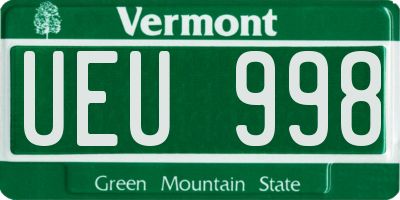 VT license plate UEU998