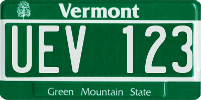 VT license plate UEV123