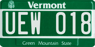 VT license plate UEW018