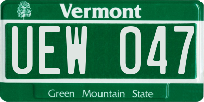VT license plate UEW047