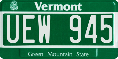 VT license plate UEW945