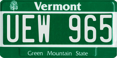 VT license plate UEW965