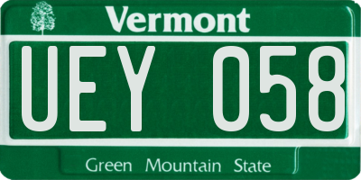 VT license plate UEY058