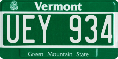 VT license plate UEY934