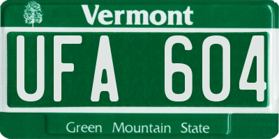 VT license plate UFA604