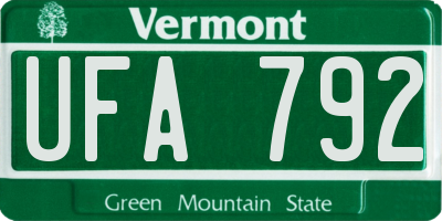 VT license plate UFA792