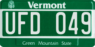 VT license plate UFD049