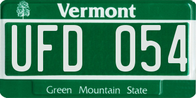 VT license plate UFD054