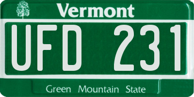 VT license plate UFD231