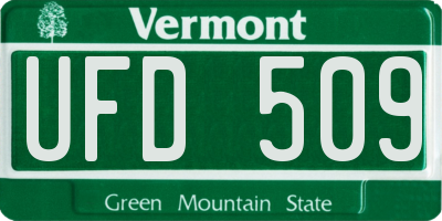 VT license plate UFD509