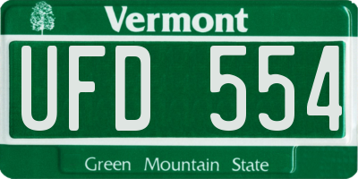 VT license plate UFD554