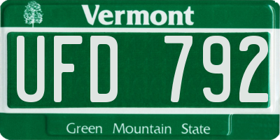 VT license plate UFD792