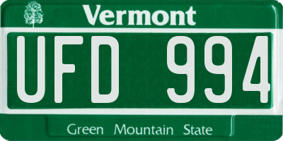 VT license plate UFD994